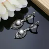 Sets Classic Negro Enamelo Pendientes Plata 925 Juegos de joyas de perlas de agua dulce para mujeres Joyas finas gotas de joyas hechas a mano