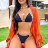 Kvinnors badkläder sexig låg midja Push Up Bikini Set för damer som hänger nackband Bikinis Flash Gold Plate Belt Swimsuit Women Biquini Suits