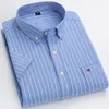 6xl 7xl 2024 Summer Mens Shirt Spaid à manches courtes Stripes à plaid 100 coton Oxford Slim Business Casual Taille 240419