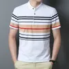 Summer Camisas de manga corta Men Camiseta 2024 Cotton Striped Business Casual Mens Clothing Male Tees 240418