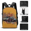 Sac à dos Speed Sports Car Retro Multicolore Outdoor Backpacks Boy Girl Design Sacs Sacs Sacs Casual Rucks.