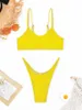 Dames badmode strappy trikini bikini 2024 solide sexy zwempak vrouwen gewatteerde vrouwelijke zwemmers baden zwemzwempak strandkleding