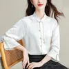Blusas femininas Camisas de cetim Primavera/verão Flor chinês LONO MANEIRAS LONGA MUNHAS VINTAGEM MULHERAS TOPS Roupas de moda ycmyunyan