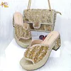 Dress Shoes Fashion Versatile Crystal Fish Mouth Low Heels Nigerian African Casual Sandals Wedding Banquet Rainbow Bag Set For Women