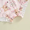 Kleidungssets 0-24M Sommergeborene Baby Girls Kleider gerippte Blumen Schmetterlingsdruck ärmellose Tanks Tops Rüschen Shorts Stirnband-Outfits