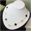 Collares colgantes 10 Collar de trébol de motivo Diseñador de joyas de lujo de diamante para mujeres Sier sier sier sier sier 4/cuatro hojas de moda