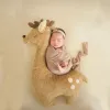 Zet pasgeboren babyfotografie kleding Kerstmis babymeisje meisje kerstmateriaal poseren kussen herten paarden rit foto rekwisieten poseren bonen