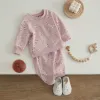 세트 Visgogo Baby Girls Spring Fall Close Floral Print Long Sleeve Pullover Sweatshirt Tops and Elastic Waist Pants Casual Set