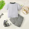 Kleidungssets 2pcs Kinder Jungen Kleidung Set Mode Gentleman Knopf Kurzarm T-Shirt+Gittershorts Sommer-Outfit für Kinder Boy 1-6 Jahre