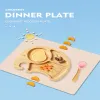 T -stukken 1set babyvoeding bamboe kom met lekkproef siliconen lepel baby diner bord voeding servies peuter baby tafelset