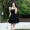 Casual Dresses Sexy Halter One Shoulder Strapless Fluffy White Mesh Dress Irregular Mini Y2k Party Summer Vestido Style Loose Boho