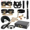 Blackwolf BDSM Bondage Kits äkta läderbegränsning Set Handbojor Collar Gag Vibrators Sex Toys For Women Par Adult Games 240410