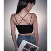 Dames strakke sexy korset crop top tank crossbandage strapless spaghetti riem logo ontwerper