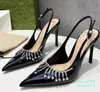 summer sexy high heel women sandals pointed toe slingback patent leather with rhinestone decor female dress sandals