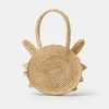 Totes Cute Crab Shape Straw Women Handbags Funny Round Paper Woven Shoulder Bags For Girls Creative Summer Beach Bag Children 2024