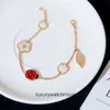 Braceletas de joyería de alta gama para Vancleff 1to1 para mujer S925 Pure Silver Clover Five Flower Ladybug Pulsera de 18 km de oro rosa de 18 k