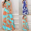 Casual Dresses Fashion Printed Round Neck Tie Up Dress Print Tied Female