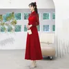 Party Dresses Evening Dress Muslim Burgundy Sequin Jersey High Collar Full Hermes Zipper Back Ankle-Length Plus Women C1775