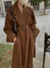 Kadın Trençkotları Bahar Sonbahar Rüzgar Çıldırcı Kemeri Zarif Ceket Kadın Yakası Yakası Uzun Ceket Vintage Ladies Sleeve Casual