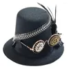 Bérets Top Hat Lady With Rose Chain Gear Feather Head Wear Cosers Costume Headswear for Industrial Age