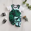 One-pièces Summer Boys and Girls Cute Cartoon Comics Dinosaur confortable Contrôle Casual Short Nou Round Baby Bodys