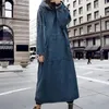 Abiti casual oversize long denim per donne 2024 autunno inverno sciolto abito con cappuccio americano retrò midi ladies streetwear