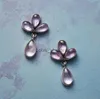 Dingle ljuskrona elegant geometri vattendropp inlagd lila stenörhängen för kvinnor vintage metall silver färg h240423