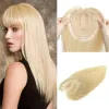 Toppers 12x13cm Straight Human Hair Topper mit Pony für Frauen europäischer unsichtbarer 3D -Haar Toupe -Clips in Haarverlängerungen Haarstück
