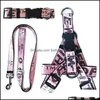 Dog Collars Leashes Designer Dog Harness and Leashes Set Classic Letters Pattern Collar Leash Safety Belt for Small MediumLDhnxk
