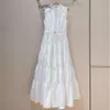 Europeiska modemärke Bomull Black White Stand Collar Sleeveless Vacation Style Dress