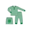 De stijlvolle St. Parker Collection Boys and Girls-collectie Pyjama-sets met groene strepen Lucky Four-bladklavers 240418