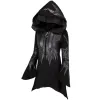 Polos gotiska rockar för kvinnor mörk svart hoodie vintage höst vinter 2022 kvinnors punk stil svart lång huva tryckt hoodie kvinnlig