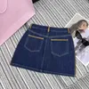 Two Piece Dress Designer Early Spring Denim Color Contrasting Flip Collar Fashion Set with Western Style Single Pocket Letter Shirt+A-line Short Skirt X42X