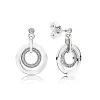 Oorbellen 2019 100% 925 Sterling Silver 1: 1 Echte glimlach Lange Stud Earrings Hartster Geometrische laminering Charme Lange oorbot