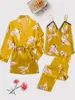 Ice Silk Pyjamas Three Piece Set Sexig Home Costume Designer Luxury Classic Women's Underwear