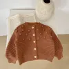 Maglioni maglioni per bambini vestiti a maglia a maglia a maglia primaverile autunno neonato di cotone a maniche lunghe cardigans cappotto a palla fatta per bambini top