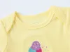 One-Pieces 2024 Baby Girls Clothes 3 Pcs Ice Cream Design Newborn Cotton Bodysuit Short Sleeve Summer Overalls