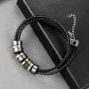 Strands Custom maschile Bracciale nero fascino per perle braccialette personalizzate da uomo Gioielli genuini in pelle bracciale intrecciata regalo di Natale