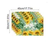 Table Cloth 4pcs Heat Resistant Placemats Flower Bees Place Mats Decors Linen Fabric For Dining Kitchen Farmhouses