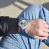 Zestawy Tourbillon Dust Mechanical Wristwatch Watch Men Automatyczne fazy księżyca Przezroczysty szkielet zegarek mechaniczny skórzany mężczyzna