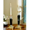 Candle Holders Modern Large Size Tabletop Crystal Glass Vase With Copper Candlestick Pair Craft Holder For Home Decor