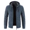 Sweatshirts New Mens Autumn Winter Warm Thick Fur Lined Hooded Hoodie Slim Fit Zip Up Coat Jacket Sweatshirt Solid Knitted Men Sweaters