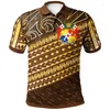 남성용 폴로 3D 인쇄 통가 부족 폴로 셔츠 남자 하와이 폴리네시아 패턴 옷깃 짧은 슬리브 버튼 티셔츠 여름 거리 티셔츠