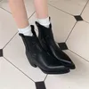 Boots Morazora 2024 نساء من الجلد الأصلي من أجل إصبع أخمص القدمين المدببون على أحذية الشتاء السيدات مربعة عالية الكعب منتصف العجل