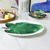 Designer Placas de cerâmica Flores de folhas verdes de folha verde Placas de peixe de 12 polegadas Placas de peixe Placas de presente Banquet Plate Plate Wedding Housewarming Tableware Presente