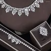 Boucles d'oreilles de collier 4pcs Bridal Zirconia Plein pour femmes Party Luxury Dubai Nigeria CZ Crystal Mariding Ensembles