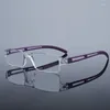 Sunglasses Fashion Rimless Reading Glasses With Box Men Women Retro Blue Light Blocking Presbyopia Unisex Transparent Far Sight Eyeglasses