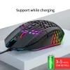 MICE X801 Wireless Charging Gaming Mouse 8Button LED Honeycomb Hollow Ergonomic Design RGB Gaming Mouse met externe ontvanger