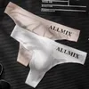 Sexig transparenta underkläder Men Thongs Sports Fitness Letter Thin Hip Sissy Panties Gstrings Ice Silk Low Midj Sömlös 240423