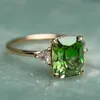 Wedding Rings Bright Green Cubic Zirconia Rings Luxury Engagement Wedding Rings for Women Gold Color Temperament Elegant Lady Jewelry